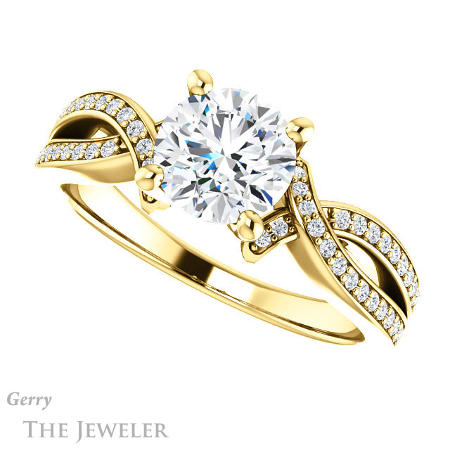 Round Cut Forever One Moissanite Engagement Ring #GTJ1127-round-fo-y 5 Round Cut Forever One Moissanite Engagement Ring #GTJ1127-round-fo-y