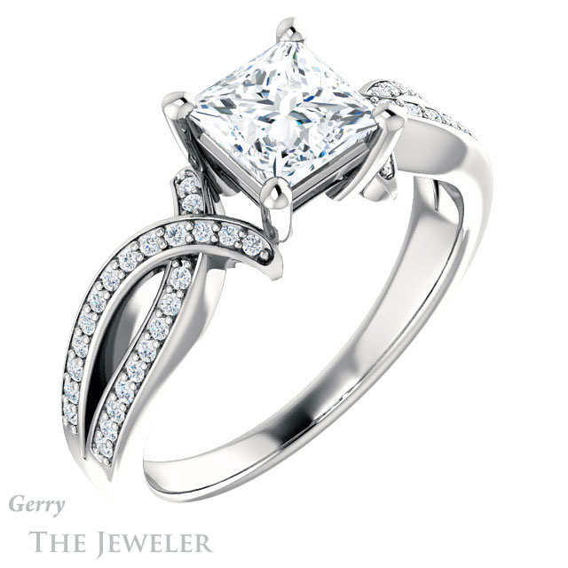 Princess Cut Forever One Moissanite Engagement Ring #GTJ1127-square-fo-w 4 Princess Cut Forever One Moissanite Engagement Ring #GTJ1127-square-fo-w