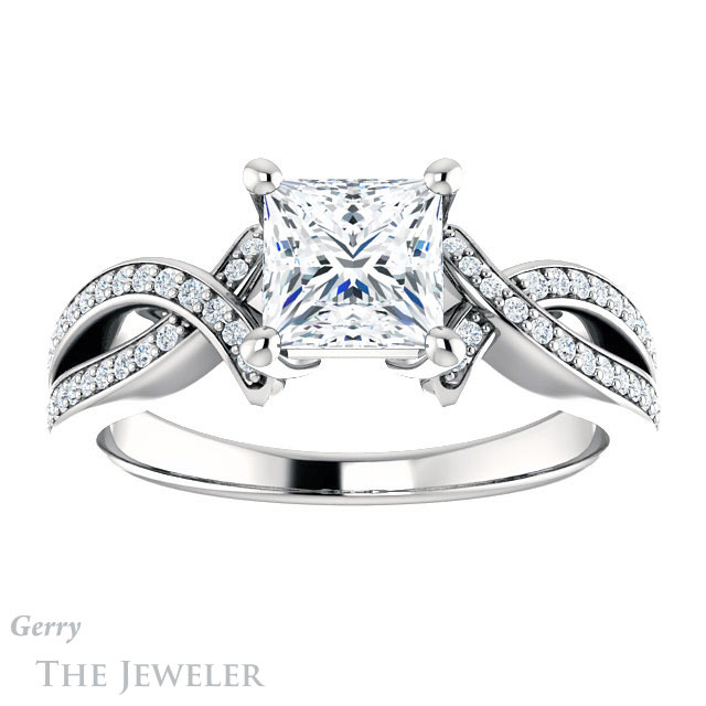 Princess Cut Forever One Moissanite Engagement Ring #GTJ1127-square-fo-w 1 Princess Cut Forever One Moissanite Engagement Ring #GTJ1127-square-fo-w