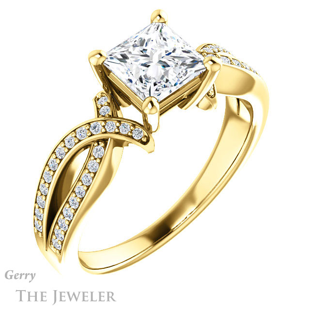 Princess Cut Forever One Moissanite Engagement Ring #GTJ1127-square-fo-y