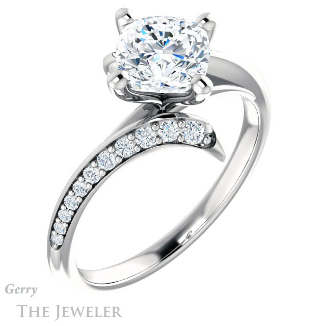 Cushion Cut Forever One Moissanite Engagement Ring #GTJ1128-cushion-fo-w 4 Cushion Cut Forever One Moissanite Engagement Ring #GTJ1128-cushion-fo-w