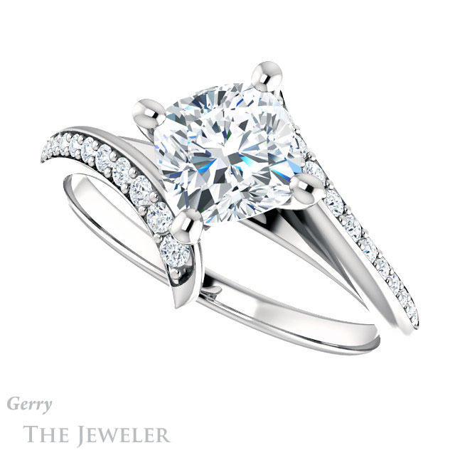 Cushion Cut Forever One Moissanite Engagement Ring #GTJ1128-cushion-fo-w 5 Cushion Cut Forever One Moissanite Engagement Ring #GTJ1128-cushion-fo-w