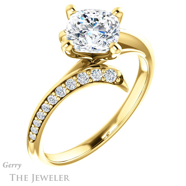 Cushion Cut Forever One Moissanite Engagement Ring #GTJ1128-cushion-fo-y 4 Cushion Cut Forever One Moissanite Engagement Ring #GTJ1128-cushion-fo-y