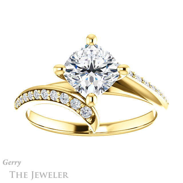 Cushion Cut Forever One Moissanite Engagement Ring #GTJ1128-cushion-fo-y 1 Cushion Cut Forever One Moissanite Engagement Ring #GTJ1128-cushion-fo-y