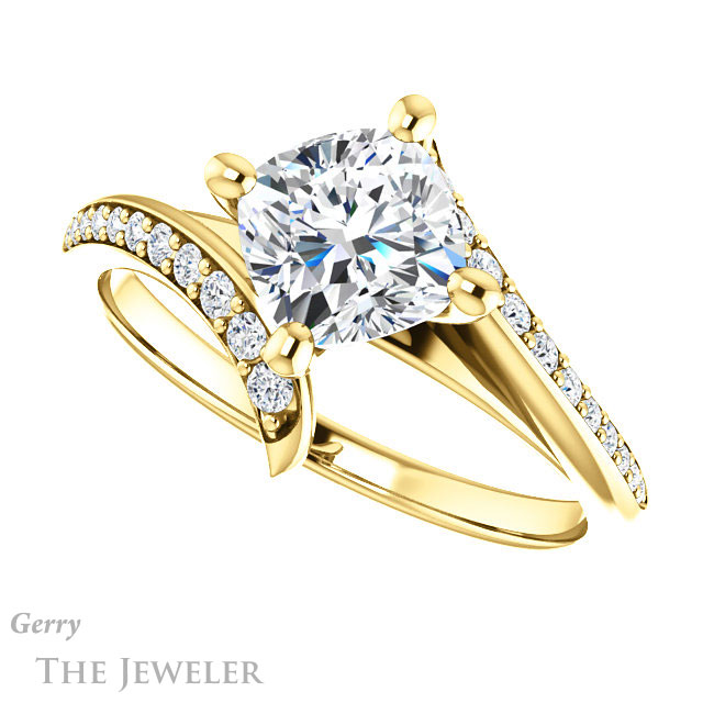 Cushion Cut Forever One Moissanite Engagement Ring #GTJ1128-cushion-fo-y 5 Cushion Cut Forever One Moissanite Engagement Ring #GTJ1128-cushion-fo-y