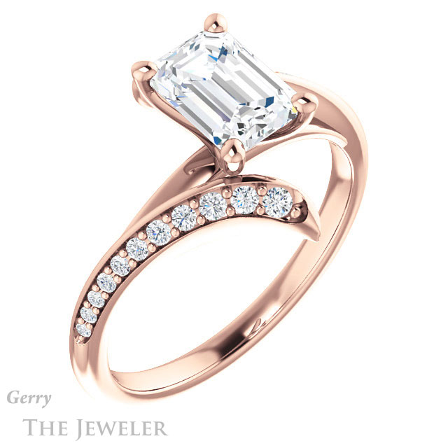 Emerald Cut Forever One Moissanite Engagement Ring #GTJ1128-emerald-fb-r 4 Emerald Cut Forever Brilliant Moissanite Engagement Ring #GTJ1128-emerald-fb-r