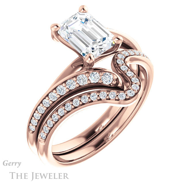 Emerald Cut Forever One Moissanite Engagement Ring #GTJ1128-emerald-fb-r 6 Emerald Cut Forever Brilliant Moissanite Engagement Ring #GTJ1128-emerald-fb-r