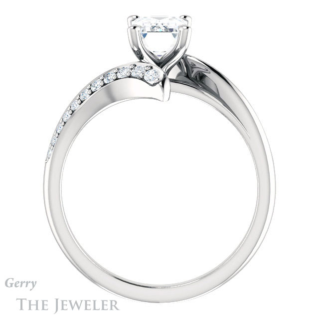 Emerald Cut Forever One Moissanite Engagement Ring #GTJ1128-emerald-fb-w 2 Emerald Cut Forever Brilliant Moissanite Engagement Ring #GTJ1128-emerald-fb-w
