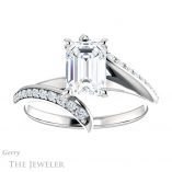 Emerald Cut Forever One Moissanite Engagement Ring #GTJ1128-emerald-fb-w 1 Emerald Cut Forever Brilliant Moissanite Engagement Ring #GTJ1128-emerald-fb-w