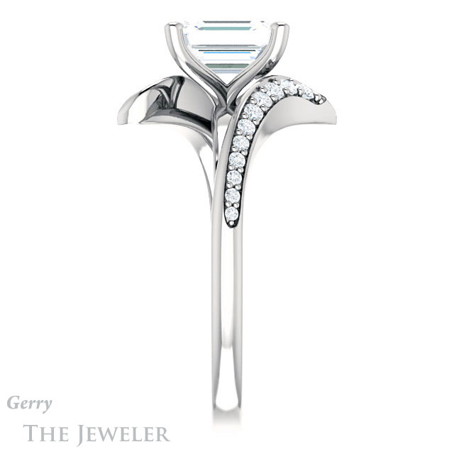 Emerald Cut Forever One Moissanite Engagement Ring #GTJ1128-emerald-fb-w 3 Emerald Cut Forever Brilliant Moissanite Engagement Ring #GTJ1128-emerald-fb-w