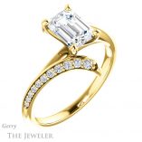 Emerald Cut Forever One Moissanite Engagement Ring #GTJ1128-emerald-fb-y 4 Emerald Cut Forever Brilliant Moissanite Engagement Ring #GTJ1128-emerald-fb-y