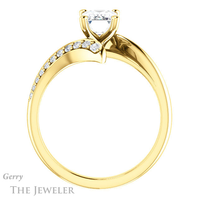 Emerald Cut Forever One Moissanite Engagement Ring #GTJ1128-emerald-fb-y 2 Emerald Cut Forever Brilliant Moissanite Engagement Ring #GTJ1128-emerald-fb-y