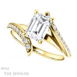 Emerald Cut Forever One Moissanite Engagement Ring #GTJ1128-emerald-fb-y 5 Emerald Cut Forever Brilliant Moissanite Engagement Ring #GTJ1128-emerald-fb-y