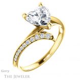 Heart Shaped Forever One Moissanite Engagement Ring #GTJ1128-heart-fb-y 4 Heart Shaped Forever Brilliant Moissanite Engagement Ring #GTJ1128-heart-fb-y