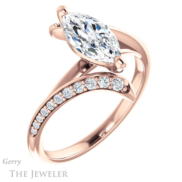 Marquise Cut Forever One Moissanite Engagement Ring #GTJ1128-marquise-fb-r 4 Marquise Cut Forever Brilliant Moissanite Engagement Ring #GTJ1128-marquise-fb-r