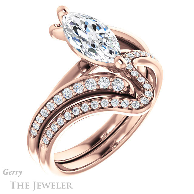 Marquise Cut Forever One Moissanite Engagement Ring #GTJ1128-marquise-fb-r 6 Marquise Cut Forever Brilliant Moissanite Engagement Ring #GTJ1128-marquise-fb-r