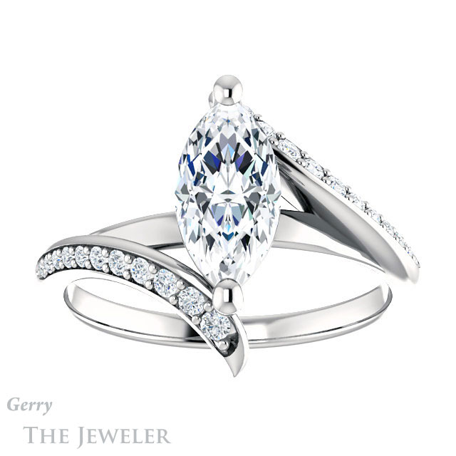 Marquise Cut Forever Brilliant Moissanite Engagement Ring #GTJ1128-marquise-fb-w