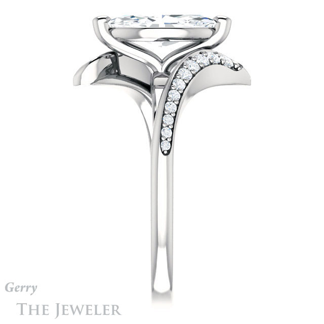 Marquise Cut Forever One Moissanite Engagement Ring #GTJ1128-marquise-fb-w 3 Marquise Cut Forever Brilliant Moissanite Engagement Ring #GTJ1128-marquise-fb-w