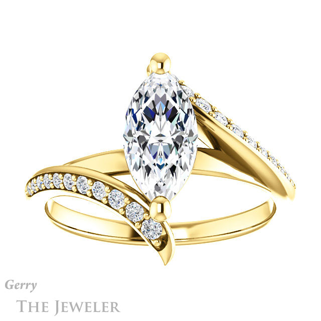 Marquise Cut Forever Brilliant Moissanite Engagement Ring #GTJ1128-marquise-fb-y