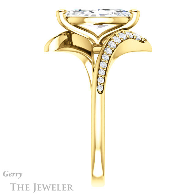 Marquise Cut Forever One Moissanite Engagement Ring #GTJ1128-marquise-fb-y 3 Marquise Cut Forever Brilliant Moissanite Engagement Ring #GTJ1128-marquise-fb-y
