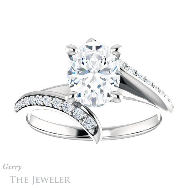 Oval Shaped Forever One Moissanite Engagement Ring #GTJ1128-oval-fo-w