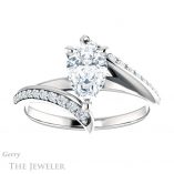 Pear Shaped Forever One Moissanite Engagement Ring #GTJ1128-pear-fb-w 1 Pear Shaped Forever Brilliant Moissanite Engagement Ring #GTJ1128-pear-fb-w