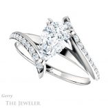 Pear Shaped Forever One Moissanite Engagement Ring #GTJ1128-pear-fb-w 5 Pear Shaped Forever Brilliant Moissanite Engagement Ring #GTJ1128-pear-fb-w