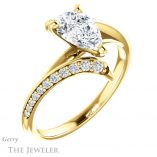 Pear Shaped Forever One Moissanite Engagement Ring #GTJ1128-pear-fb-y 4 Pear Shaped Forever Brilliant Moissanite Engagement Ring #GTJ1128-pear-fb-y