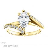 Pear Shaped Forever One Moissanite Engagement Ring #GTJ1128-pear-fb-y 1 Pear Shaped Forever Brilliant Moissanite Engagement Ring #GTJ1128-pear-fb-y