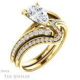 Pear Shaped Forever One Moissanite Engagement Ring #GTJ1128-pear-fb-y 6 Pear Shaped Forever Brilliant Moissanite Engagement Ring #GTJ1128-pear-fb-y