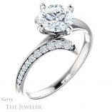 Round Cut Forever One Moissanite Engagement Ring #GTJ1128-round-fo-w 4 Round Cut Forever One Moissanite Engagement Ring #GTJ1128-round-fo-w
