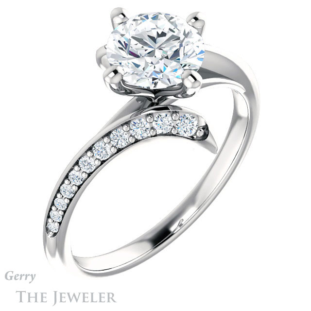 Round Cut Forever One Moissanite Engagement Ring #GTJ1128-round-fo-w 4 Round Cut Forever One Moissanite Engagement Ring #GTJ1128-round-fo-w