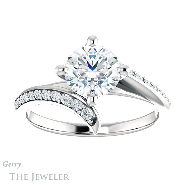 Round Cut Forever One Moissanite Engagement Ring #GTJ1128-round-fo-w 1 Round Cut Forever One Moissanite Engagement Ring #GTJ1128-round-fo-w