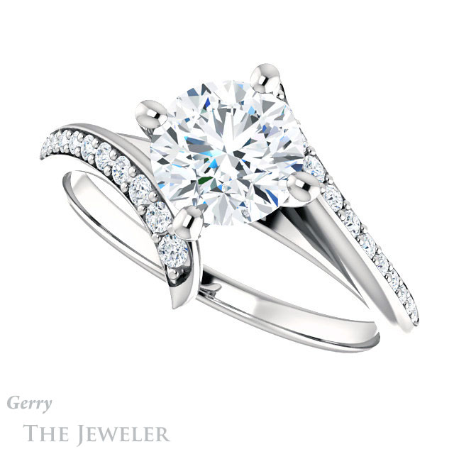 Round Cut Forever One Moissanite Engagement Ring #GTJ1128-round-fo-w 5 Round Cut Forever One Moissanite Engagement Ring #GTJ1128-round-fo-w
