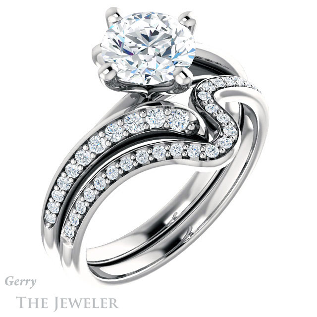 Round Cut Forever One Moissanite Engagement Ring #GTJ1128-round-fo-w 6 Round Cut Forever One Moissanite Engagement Ring #GTJ1128-round-fo-w