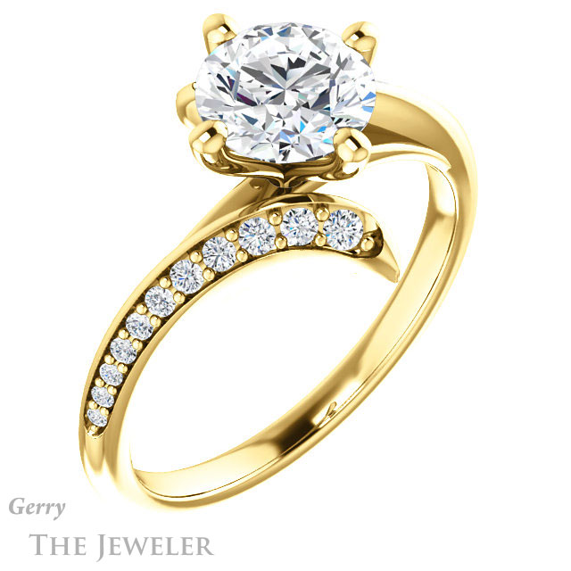 Round Cut Forever One Moissanite Engagement Ring #GTJ1128-round-fo-y 4 Round Cut Forever One Moissanite Engagement Ring #GTJ1128-round-fo-y