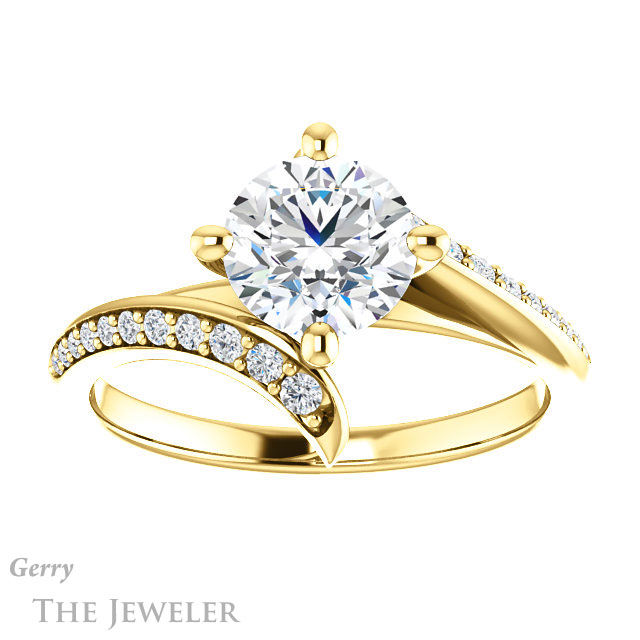 Round Cut Forever One Moissanite Engagement Ring #GTJ1128-round-fo-y 1 Round Cut Forever One Moissanite Engagement Ring #GTJ1128-round-fo-y