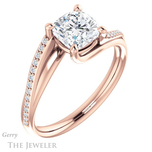 Cushion Cut Forever One Moissanite Engagement Ring #GTJ1129-cushion-fo-r 4 Cushion Cut Forever One Moissanite Engagement Ring #GTJ1129-cushion-fo-r