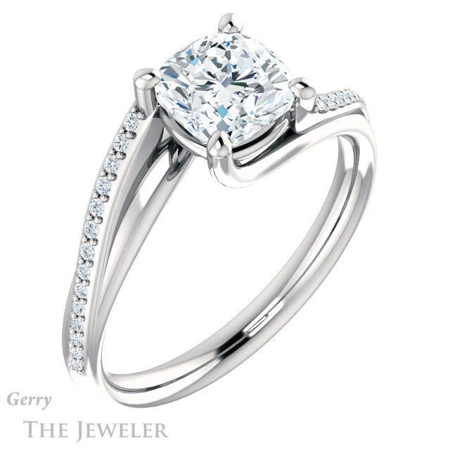 Cushion Cut Forever One Moissanite Engagement Ring #GTJ1129-cushion-fo-w 4 Cushion Cut Forever One Moissanite Engagement Ring #GTJ1129-cushion-fo-w