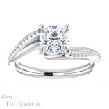 Cushion Cut Forever One Moissanite Engagement Ring #GTJ1129-cushion-fo-w 1 Cushion Cut Forever One Moissanite Engagement Ring #GTJ1129-cushion-fo-w