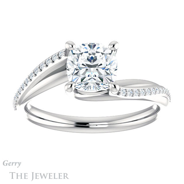 Cushion Cut Forever One Moissanite Engagement Ring #GTJ1129-cushion-fo-w 1 Cushion Cut Forever One Moissanite Engagement Ring #GTJ1129-cushion-fo-w