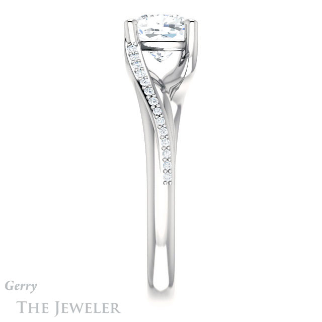 Cushion Cut Forever One Moissanite Engagement Ring #GTJ1129-cushion-fo-w 3 Cushion Cut Forever One Moissanite Engagement Ring #GTJ1129-cushion-fo-w