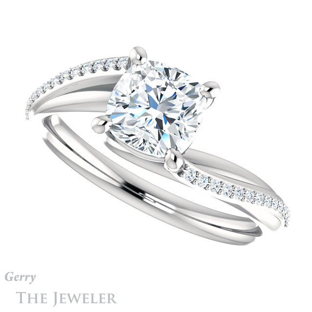 Cushion Cut Forever One Moissanite Engagement Ring #GTJ1129-cushion-fo-w 5 Cushion Cut Forever One Moissanite Engagement Ring #GTJ1129-cushion-fo-w