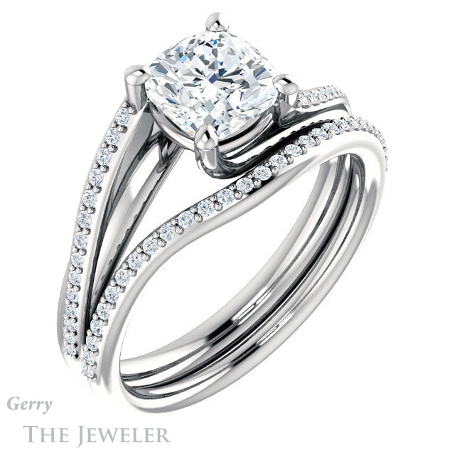 Cushion Cut Forever One Moissanite Engagement Ring #GTJ1129-cushion-fo-w 6 Cushion Cut Forever One Moissanite Engagement Ring #GTJ1129-cushion-fo-w