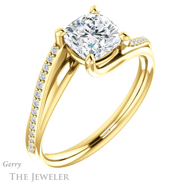 Cushion Cut Forever One Moissanite Engagement Ring #GTJ1129-cushion-fo-y 4 Cushion Cut Forever One Moissanite Engagement Ring #GTJ1129-cushion-fo-y