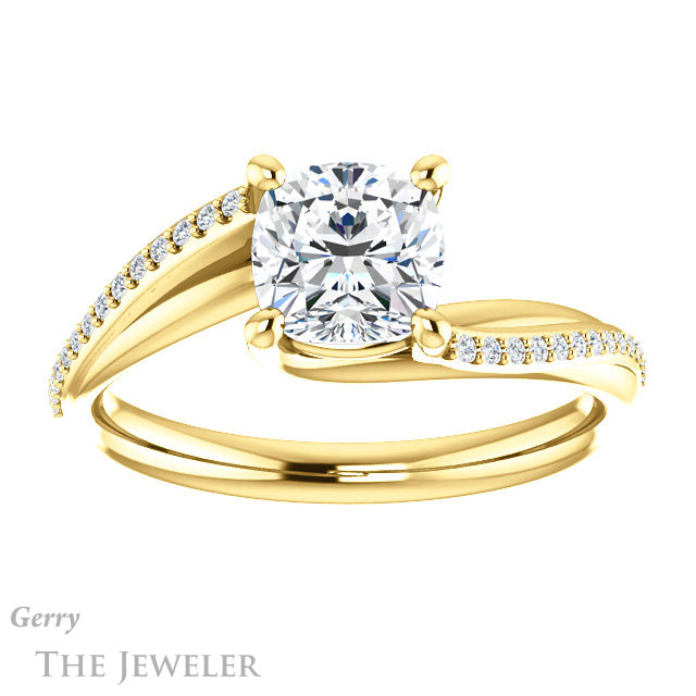 Cushion Cut Forever One Moissanite Engagement Ring #GTJ1129-cushion-fo-y