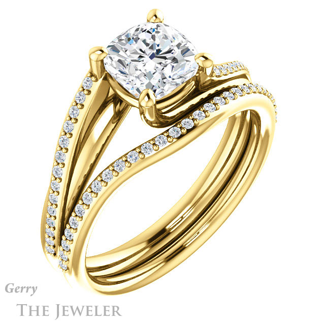Cushion Cut Forever One Moissanite Engagement Ring #GTJ1129-cushion-fo-y 6 Cushion Cut Forever One Moissanite Engagement Ring #GTJ1129-cushion-fo-y