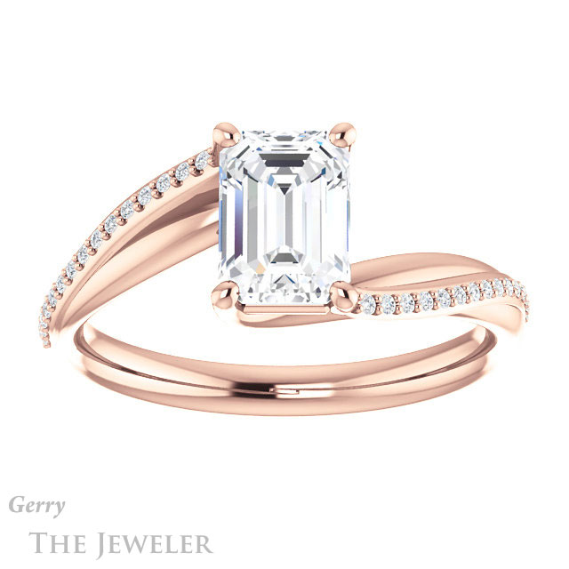 Emerald Cut Forever Brilliant Moissanite Engagement Ring #GTJ1129-emerald-fb-r