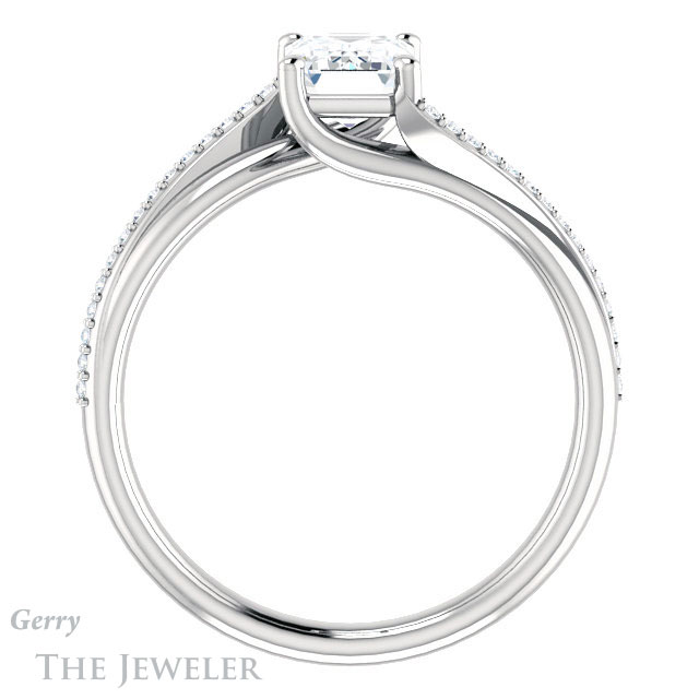 Emerald Cut Forever Brilliant Moissanite Engagement Ring #GTJ1129-emerald-fb-w