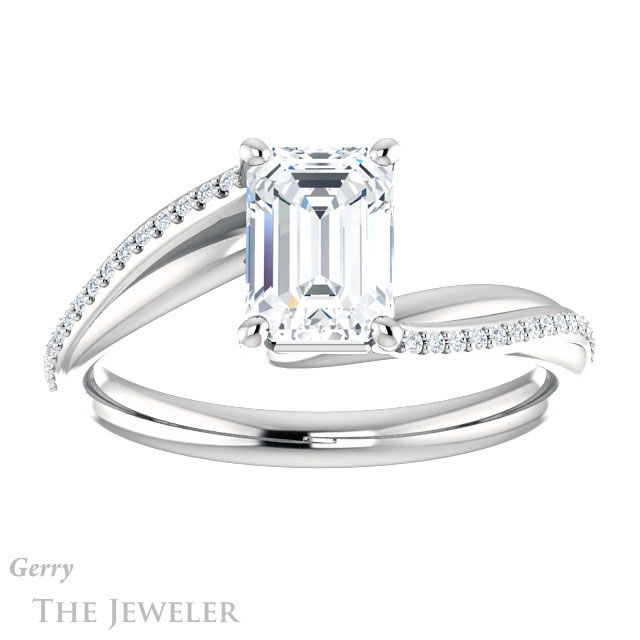 Emerald Cut Forever Brilliant Moissanite Engagement Ring #GTJ1129-emerald-fb-w